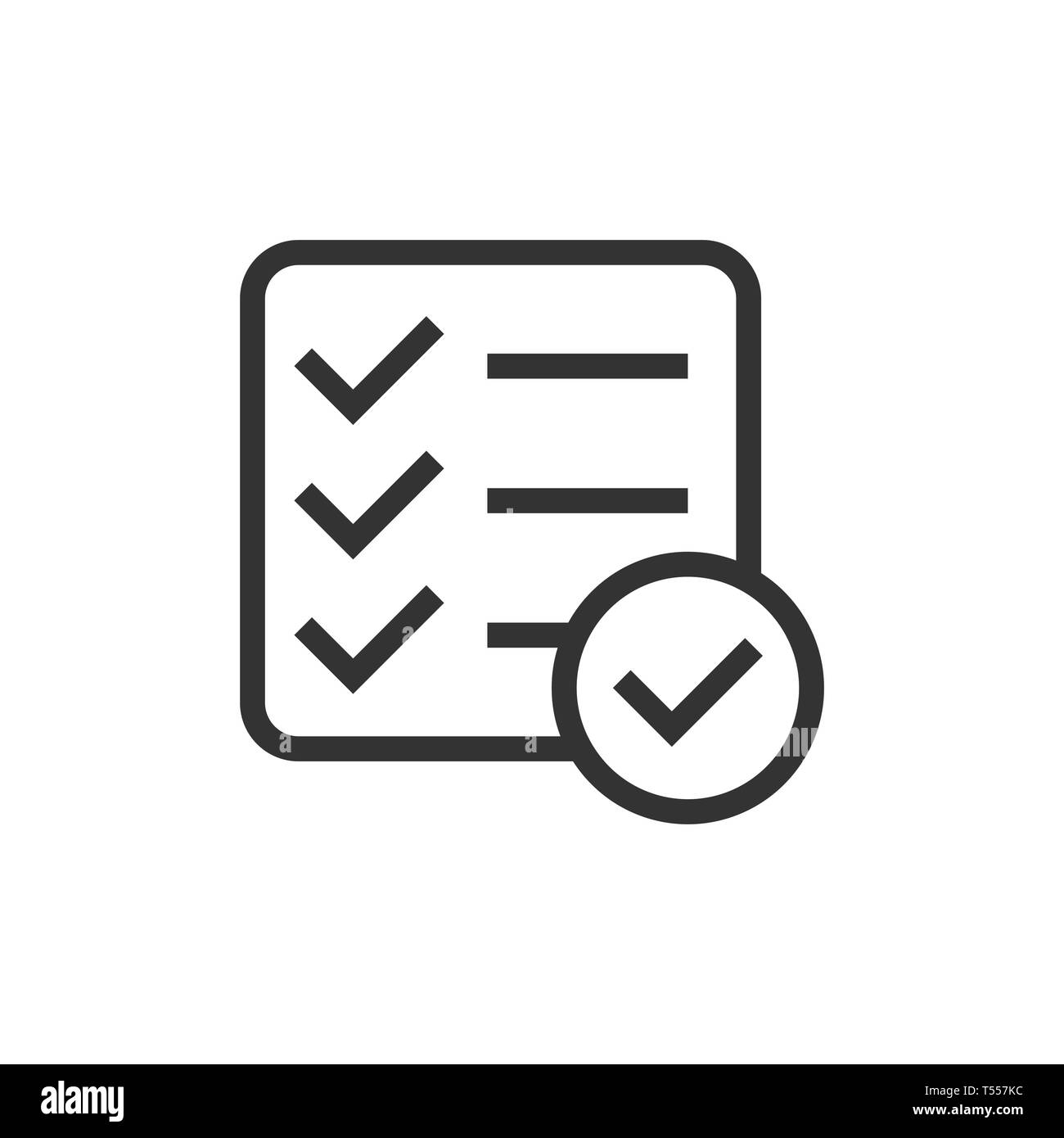 Liste de signer dans l'icône de style plat. Illustration vecteur de l'enquête sur fond blanc isolé. Coche banner concept d'entreprise. Illustration de Vecteur