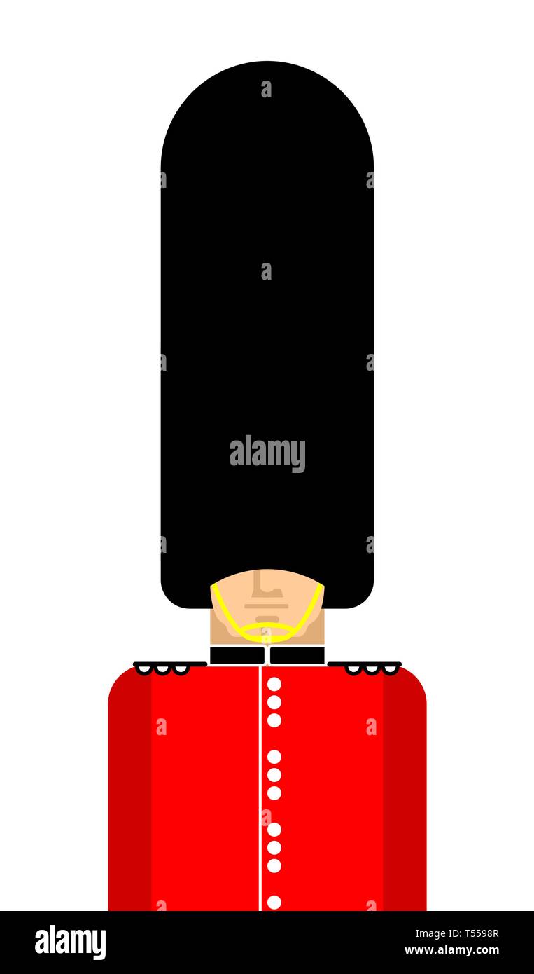 Guardsman britanniques isolés. London Queens guard In fur hat ours. Militaire anglais beefeater dans Illustration de Vecteur