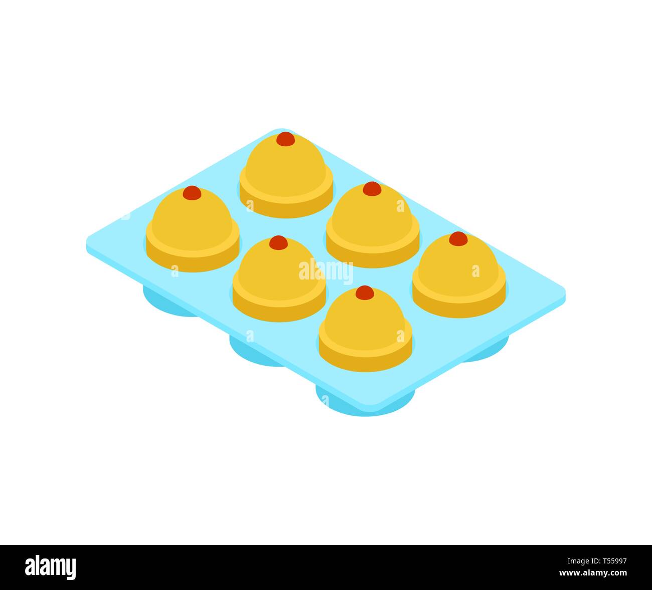 Forme en silicone pour la cuisine et le petit gâteau isolés. Vector illustration Illustration de Vecteur