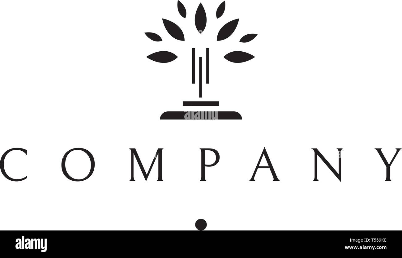 Résumé de l'arbre noir feuille conception logo Vector Illustration de Vecteur