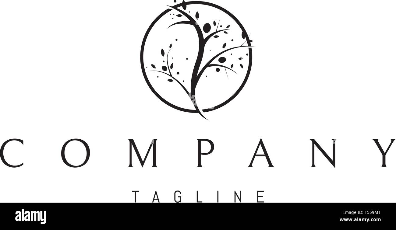 Résumé de l'arbre Rond Noir logo Vector design Illustration de Vecteur