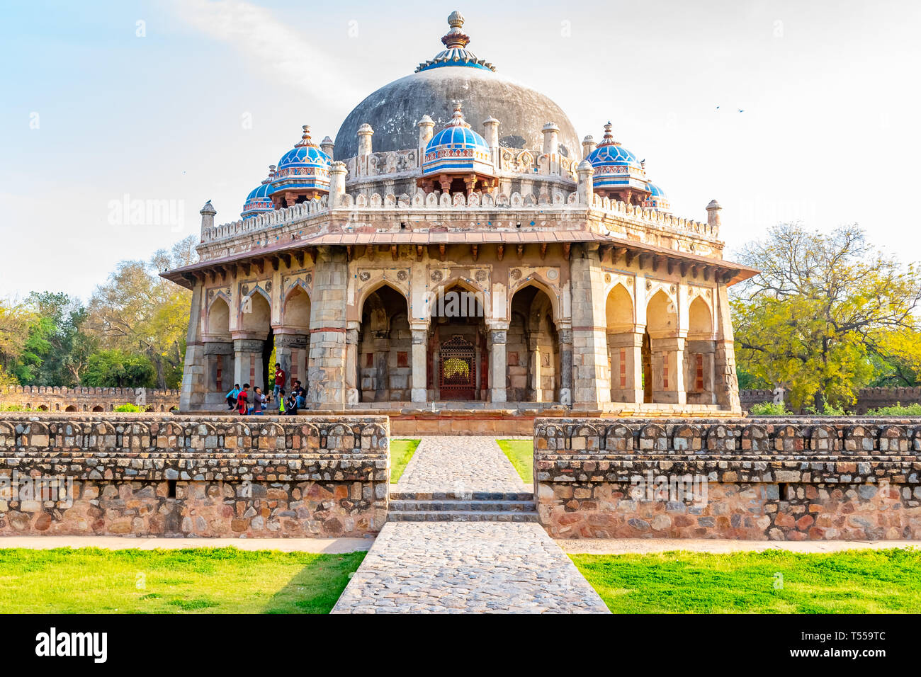 New Delhi, Inde, 30 mars 2018 - Un paysage d'Isa Khan Garden Tomb l'intérieur Tombe de Humayun qui est un patrimoine de l'architecture, situé dans Banque D'Images