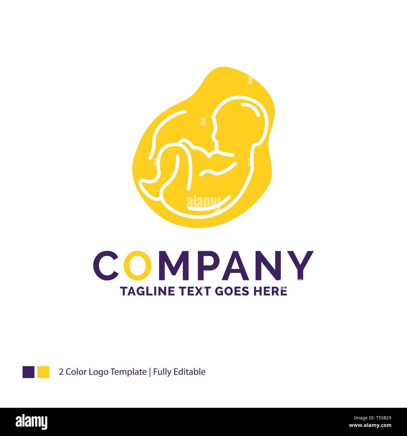Nom De L Entreprise Logo Design Pour Bebe La Grossesse Les Femmes Enceintes De L Obstetrique De Fœtus Violet Et Jaune Marque Design Avec Place Pour Accroche Logo Creative T Image Vectorielle Stock