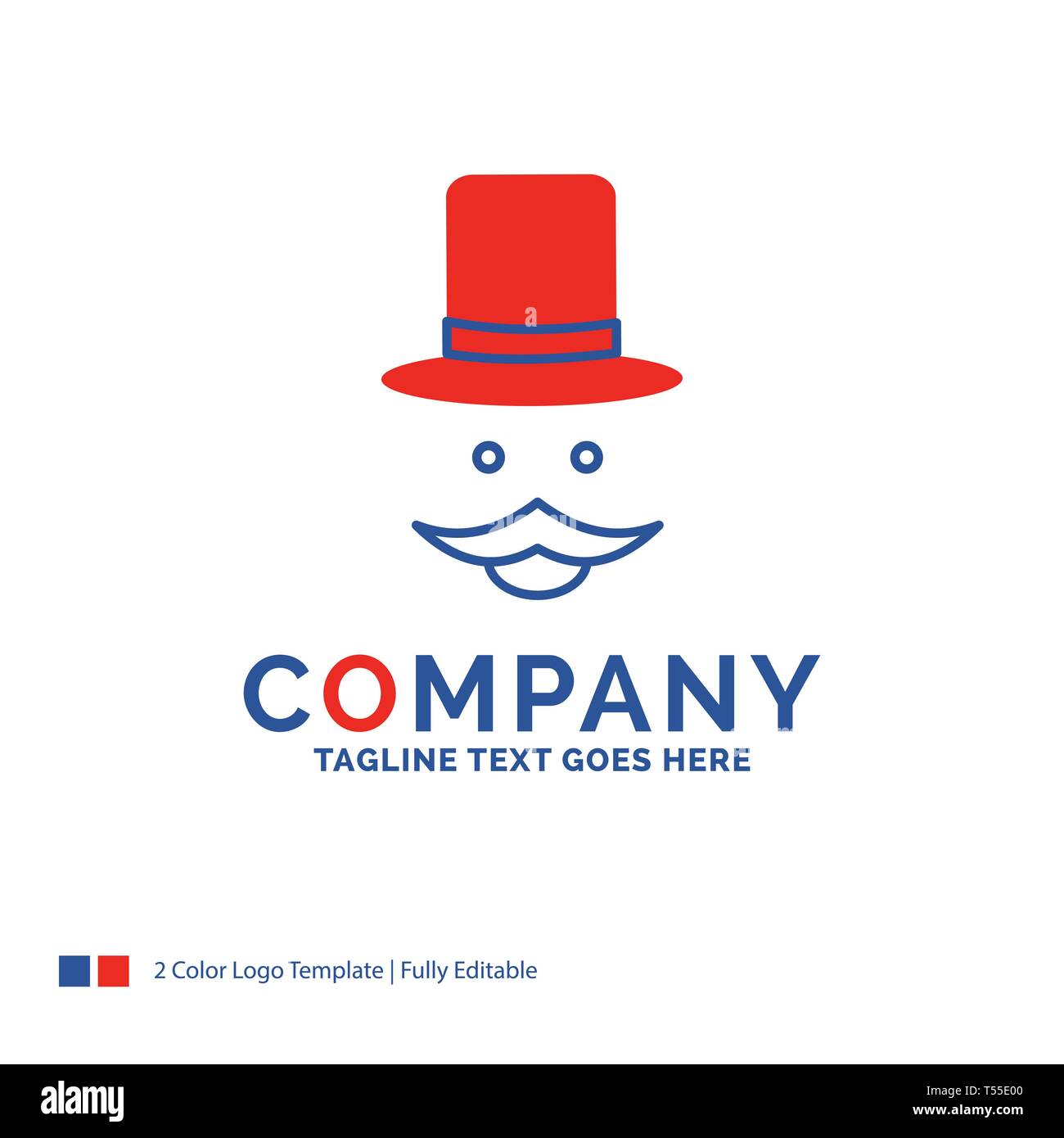 Nom de l'entreprise Logo design Pour moustache, Movember, hipster, chapeau,  les hommes. Nom de marque rouge et bleu avec place pour la conception de  slogan. Creative Abstract tem Logo Image Vectorielle Stock -