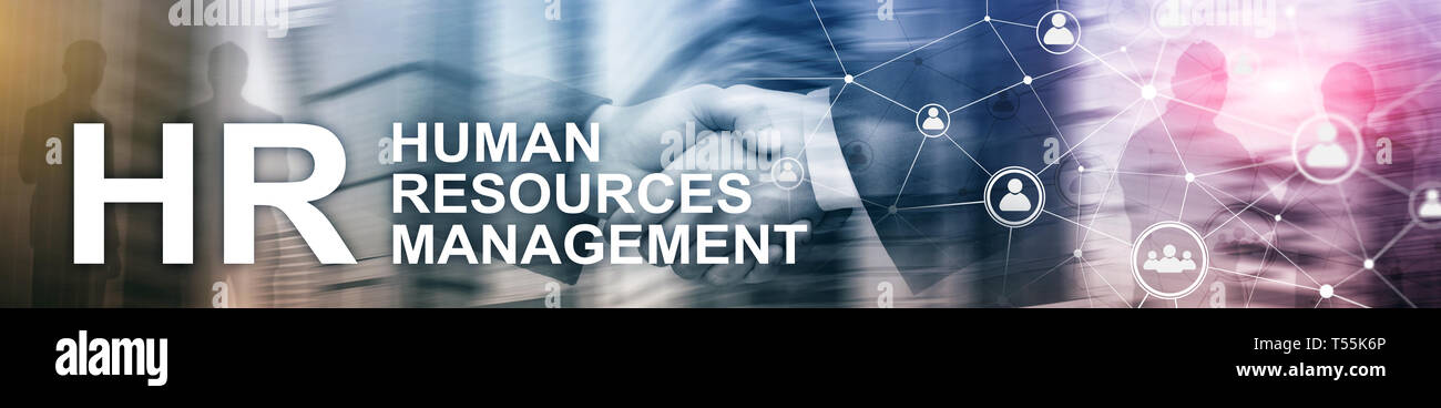 La gestion des ressources humaines, RH, Team Building et de recrutement concept sur fond flou. Site web bannière d'en-tête. Banque D'Images