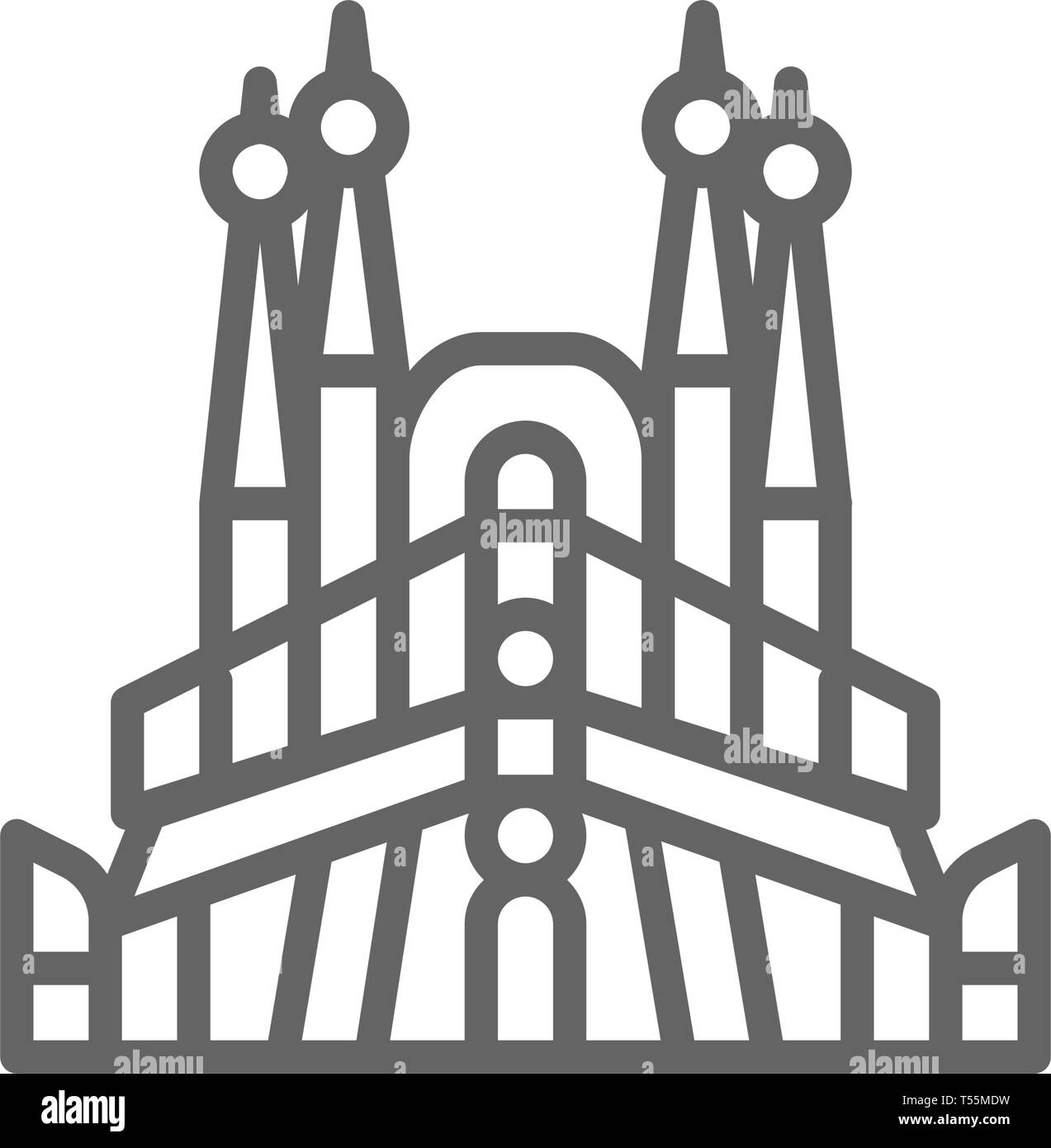 La Sagrada Familia, l'Espagne, l'icône de la ligne de repère. Illustration de Vecteur