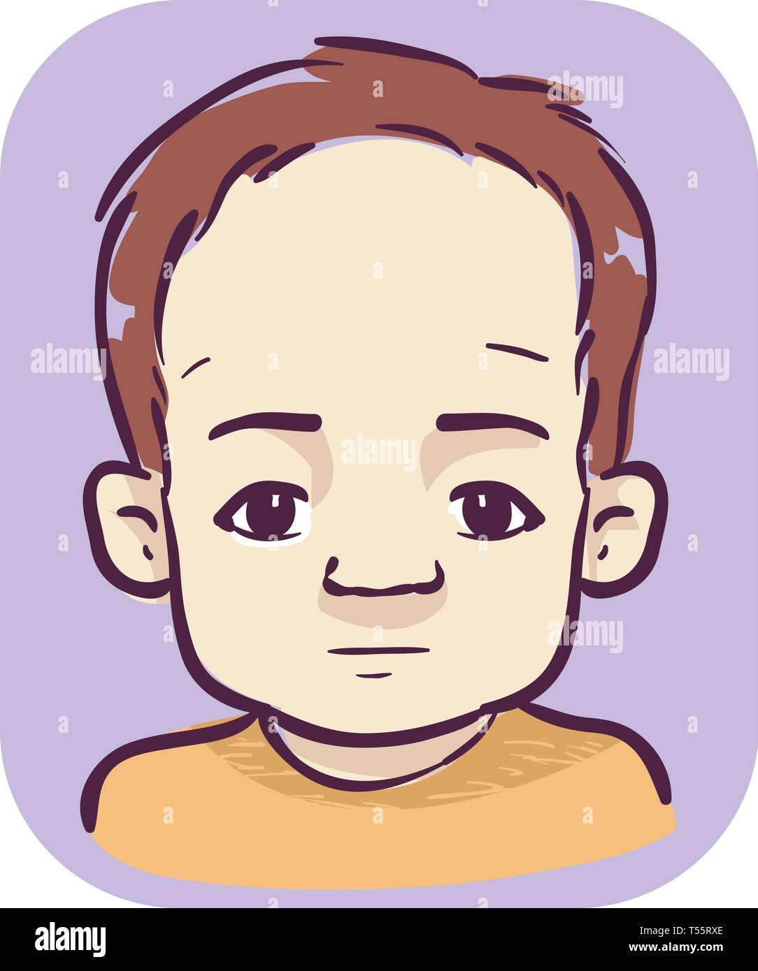 Illustration d'un enfant garçon avec une grosse tête et front proéminent  Photo Stock - Alamy