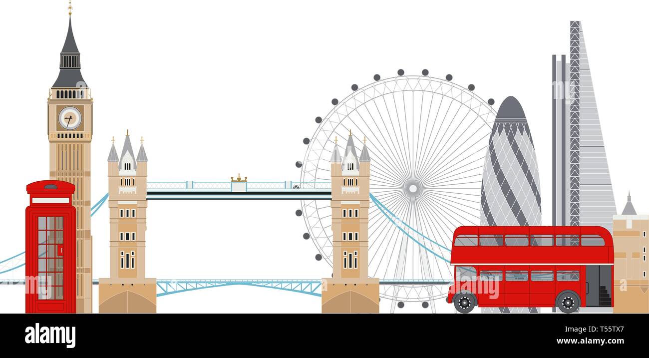 Toits de Londres illustration vectorielle. Londres célèbre sightseenigs Illustration de Vecteur