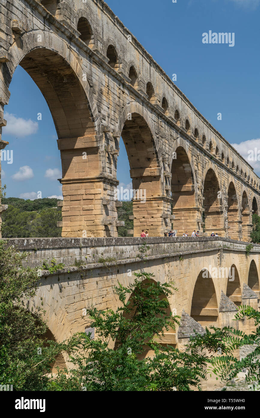 Pont du Gard à Castillon-du-Gard, France Banque D'Images