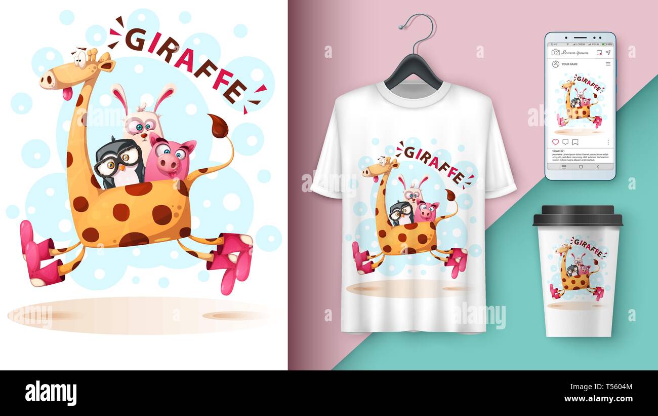 La girafe, le pingouin, le lapin, le cochon - immersive pour votre idée Illustration de Vecteur