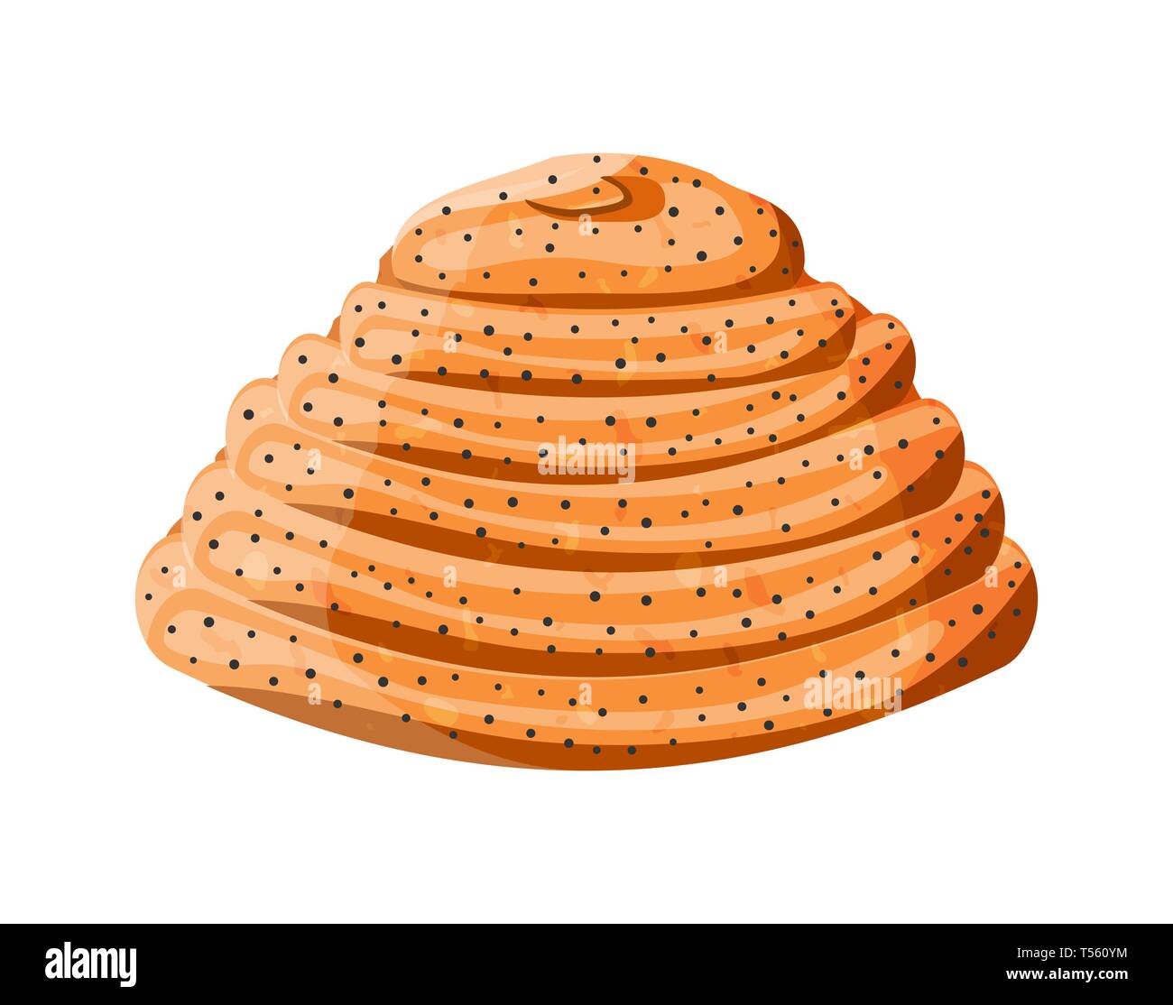 Sweet bun icône. Douce douce à la cannelle. Les aliments cuits au four. Boulangerie, pâtisserie. Vector illustration style de télévision Illustration de Vecteur