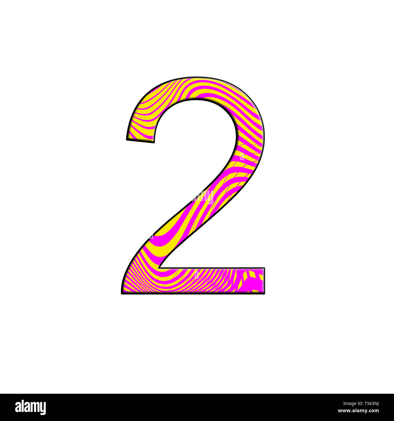 Illustration peint en rose et jaune , couleur design, numéro 2 éléments Banque D'Images