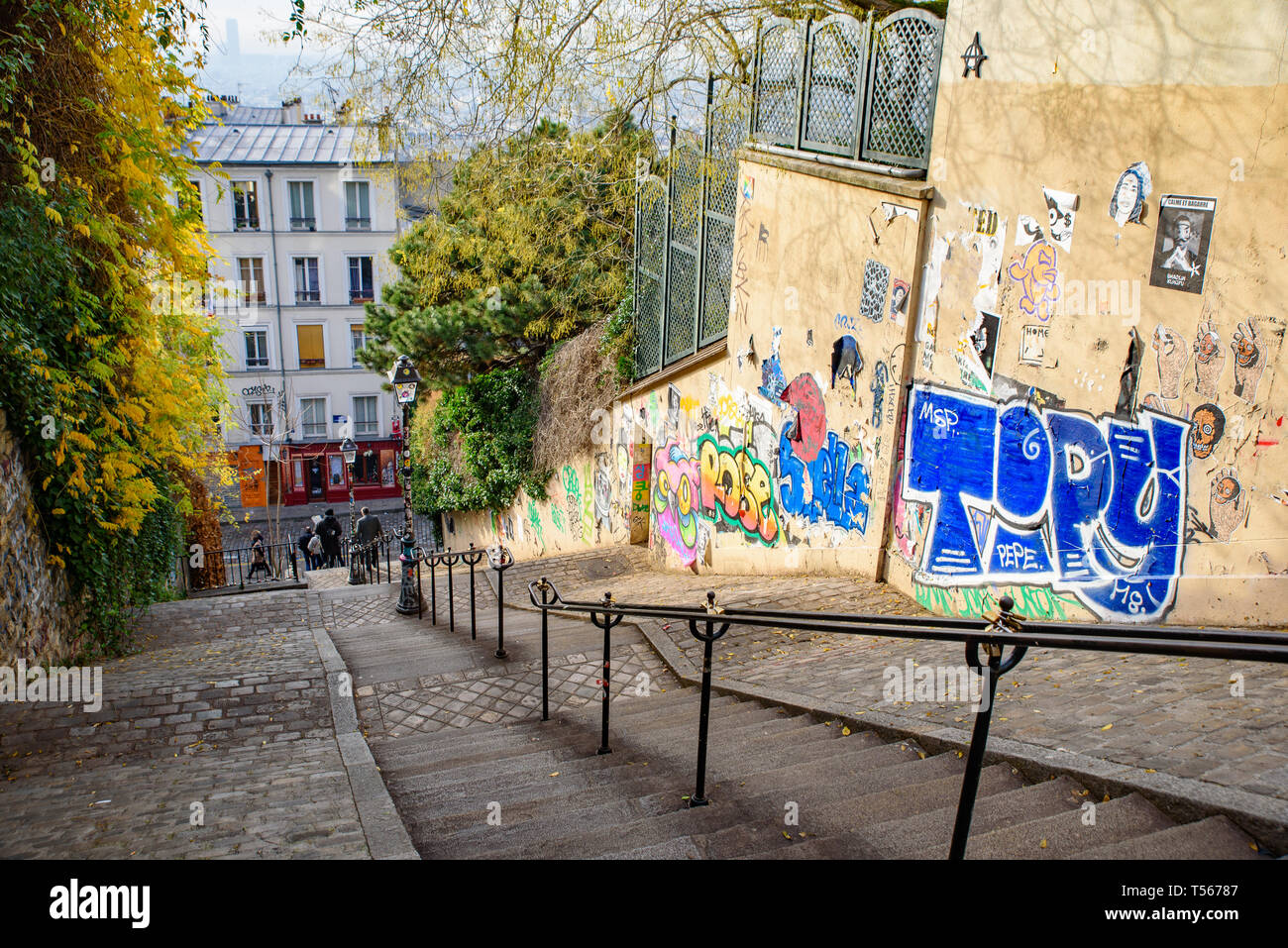 Escaliers à Montmartre, France Banque D'Images