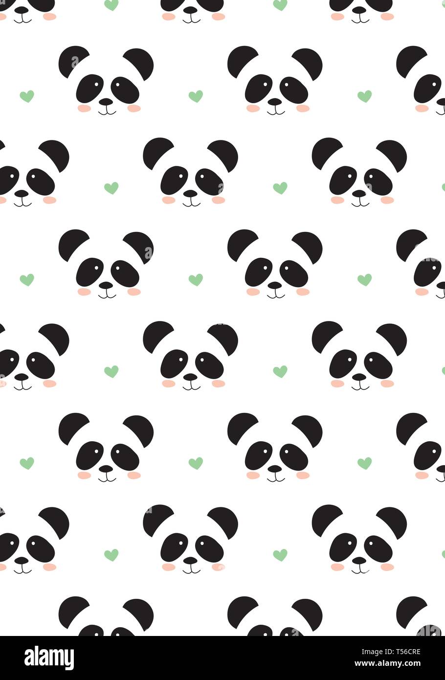 Panda avec cœurs verts modèle vectoriel Illustration de Vecteur