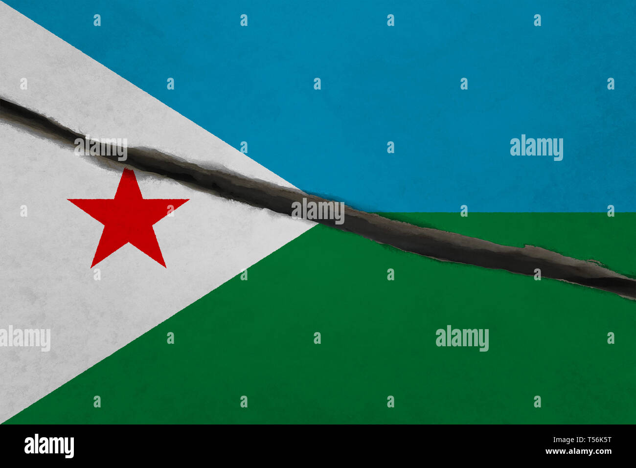 Drapeau Djibouti fissurée. Contexte patriotique. Drapeau national de Djibouti Banque D'Images
