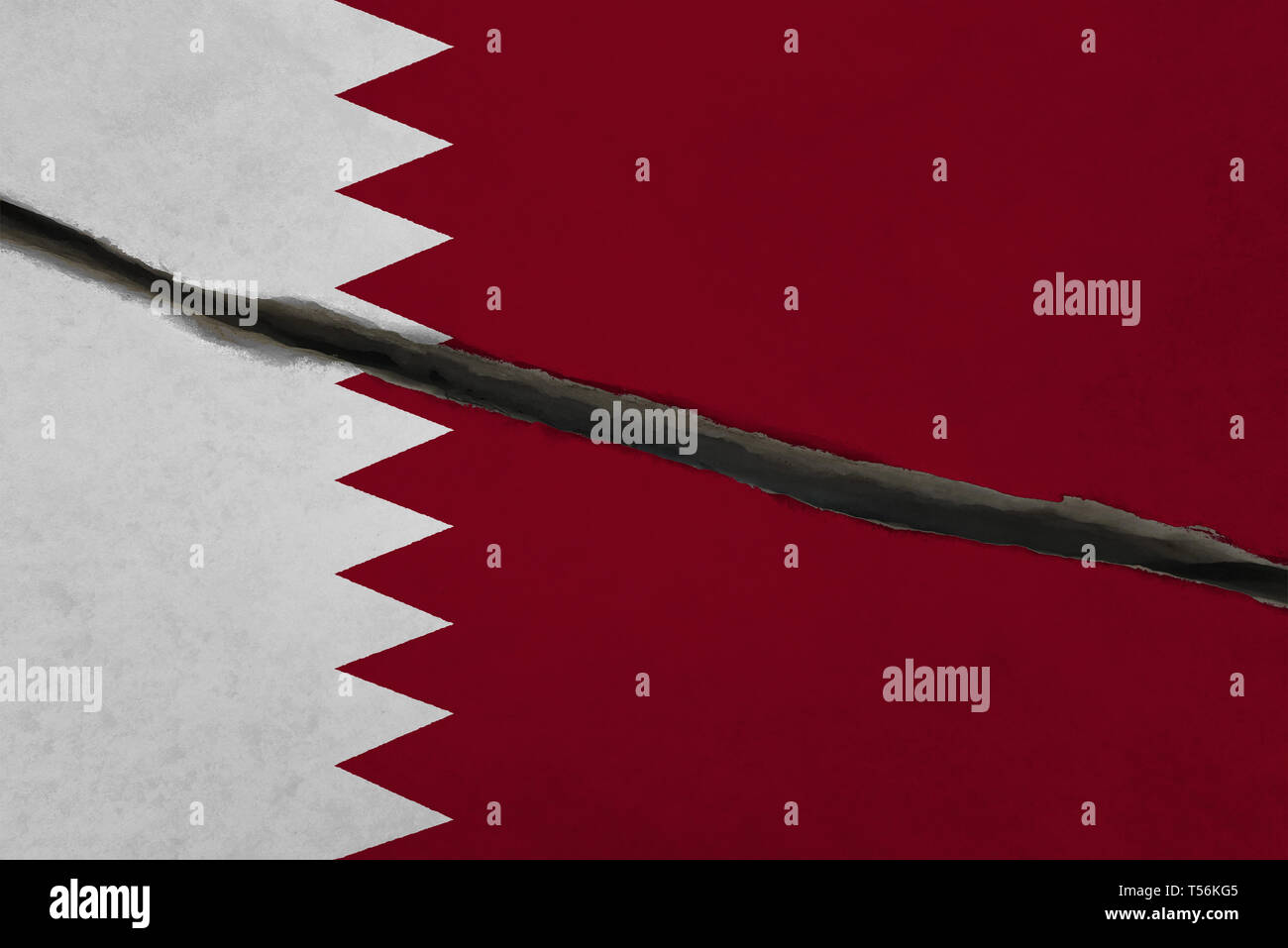 Drapeau Qatar fissurée. Contexte patriotique. Drapeau national du Qatar Banque D'Images