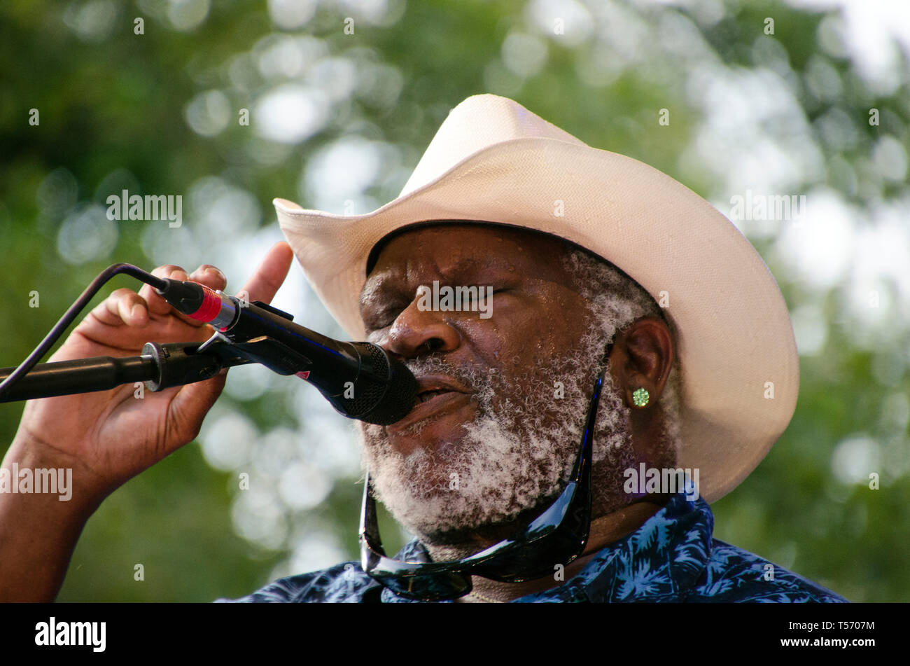 Musicien de blues américain Taj Mahal à effectuer dans le SummerStage Central Park, New York City Banque D'Images