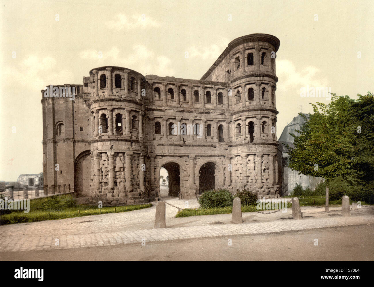 Trier (Trèves), la Porta Nigra (Porte Noire), de la Moselle, la vallée de, Allemagne, vers 1900 Banque D'Images