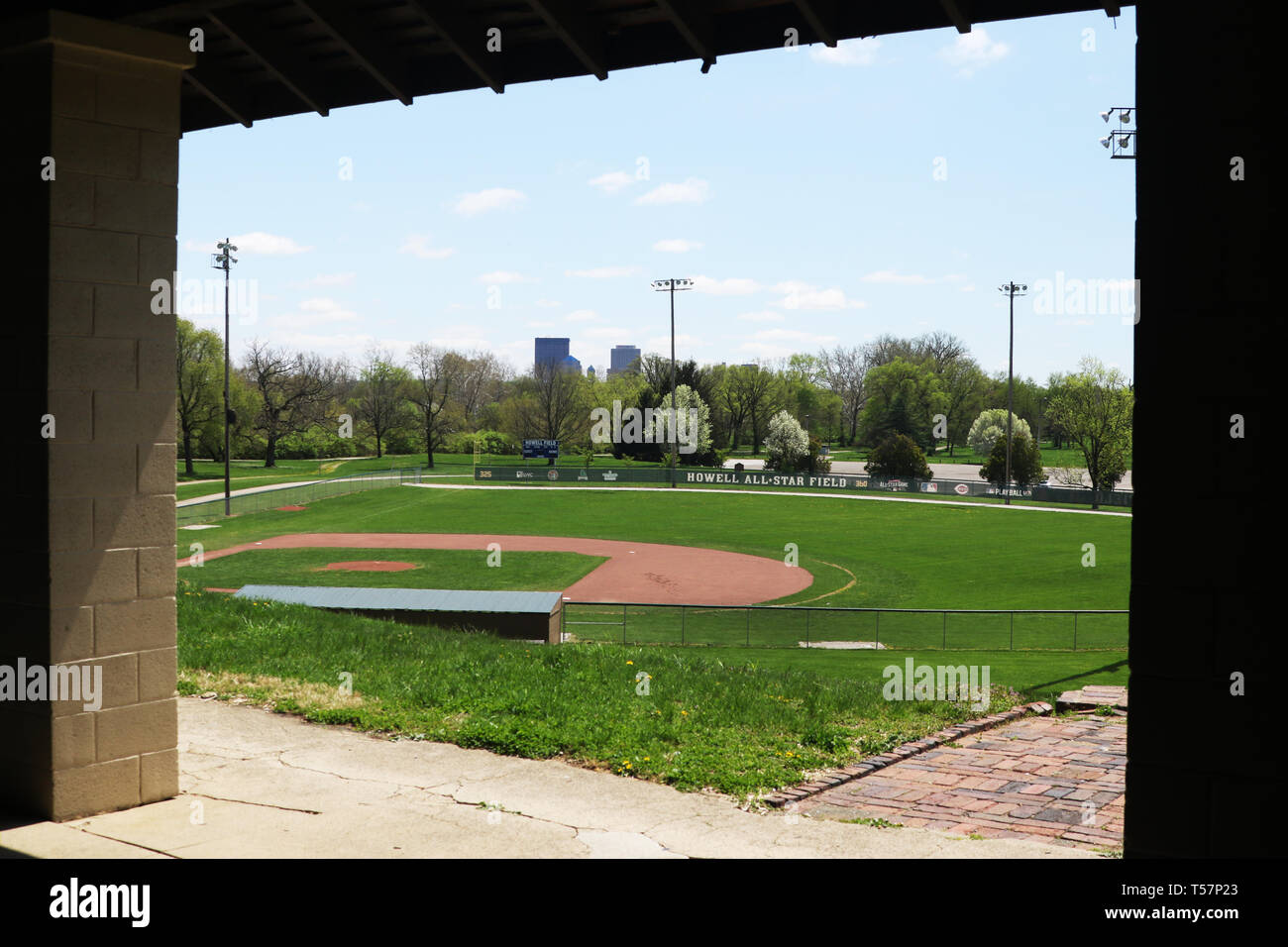Howell (base-ball). Le site de la première partie de football NFL est maintenant le terrain de baseball Howell en Triangle Park, Dayton, Ohio, USA. Historique de l'Ohio Banque D'Images