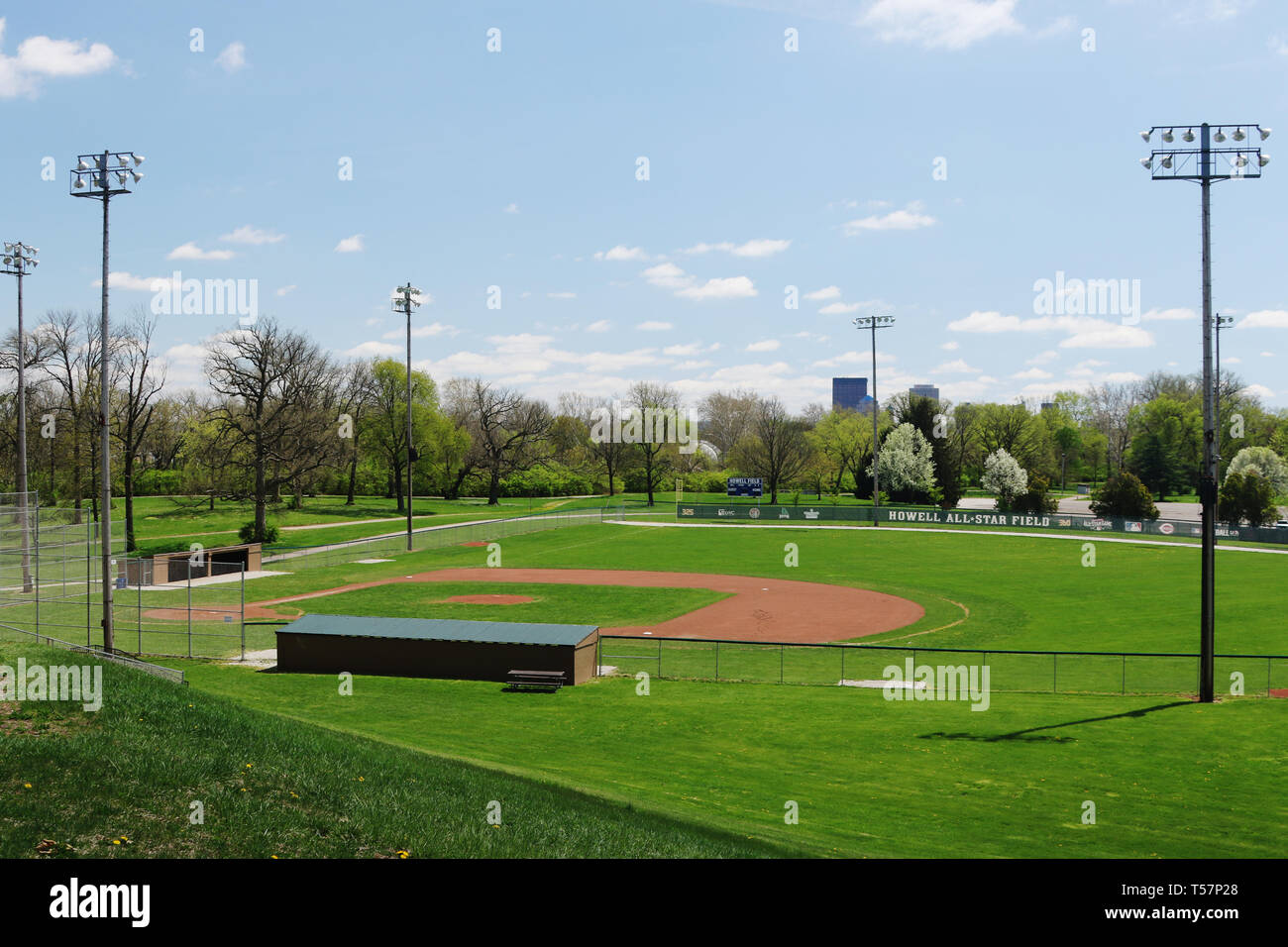 Howell (base-ball). Le site de la première partie de football NFL est maintenant le terrain de baseball Howell en Triangle Park, Dayton, Ohio, USA. Historique de l'Ohio Banque D'Images