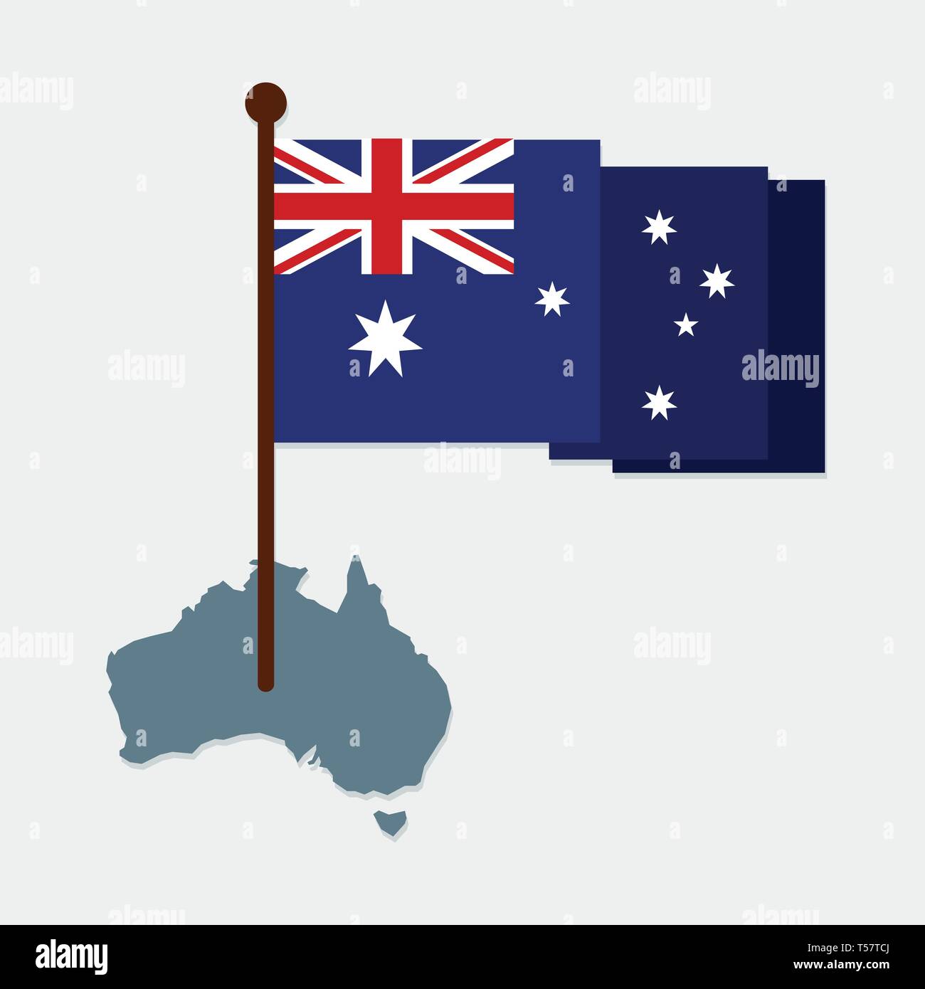 Drapeaux de l'Australie avec la carte symbole vecteur illustration Illustration de Vecteur