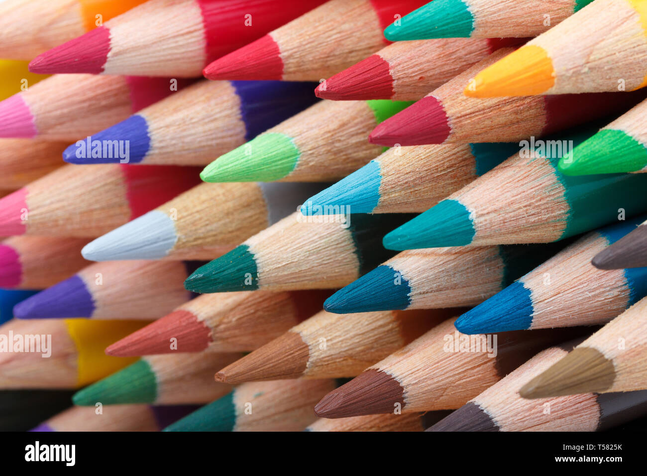 Macro Multi Coloured Pencils Banque D'Images