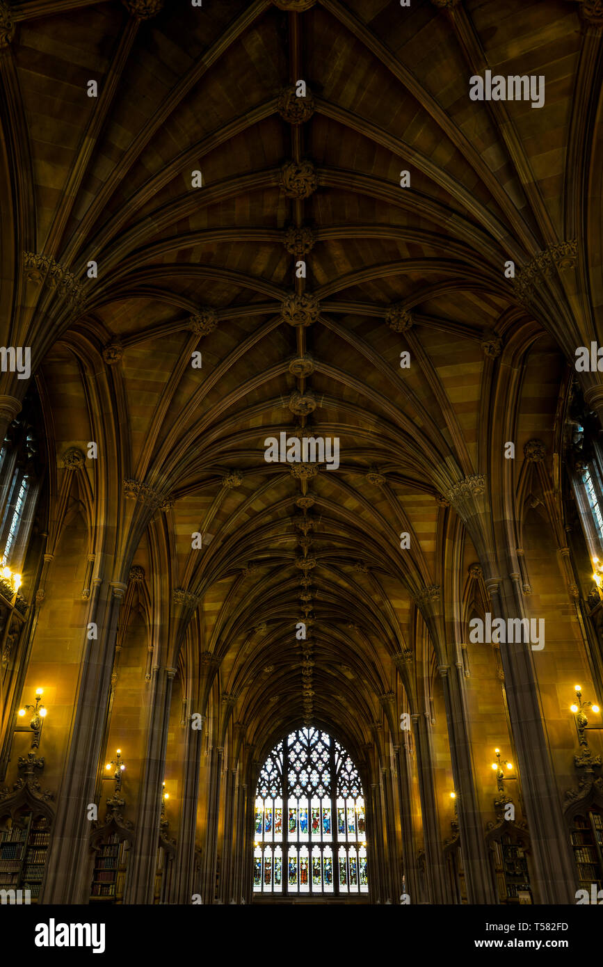 John Rylands Library sur Deansgate Manchester Banque D'Images