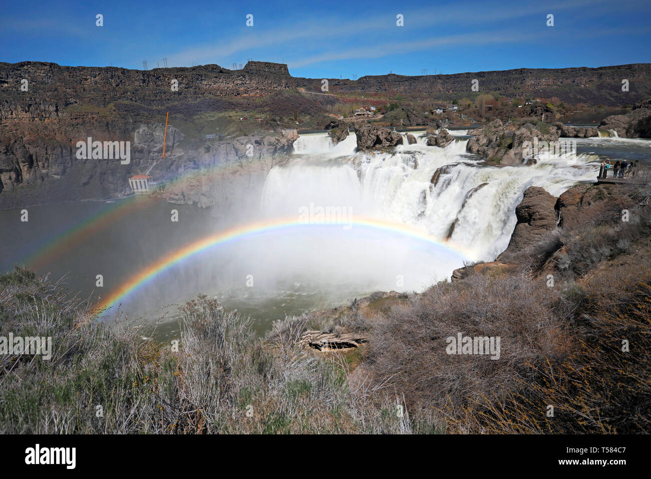 Au printemps la Shoshone Falls sur la rivière Snake afficher belle arcs-en-ciel. Banque D'Images