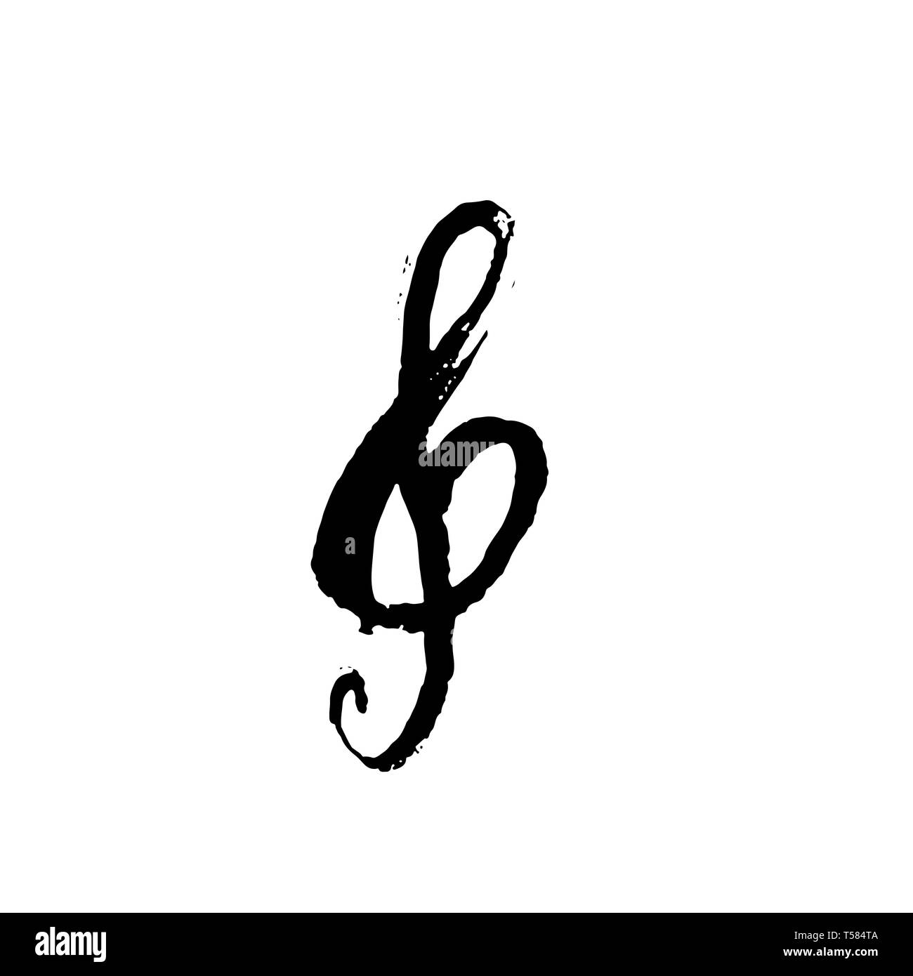 L'icône de clé de sol. Grunge brush vector illustration. Illustration de Vecteur