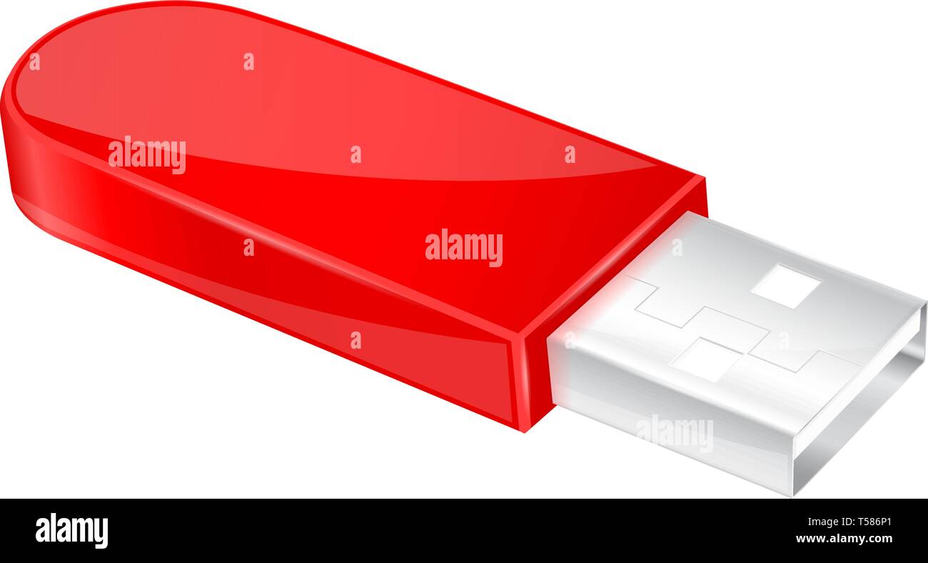 Le lecteur flash USB. Memory stick rouge Illustration de Vecteur