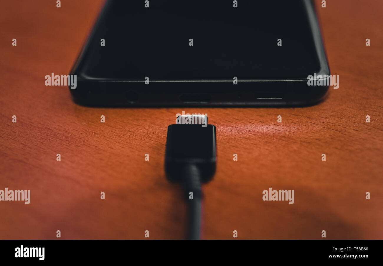 Close up of black Smartphone Banque D'Images