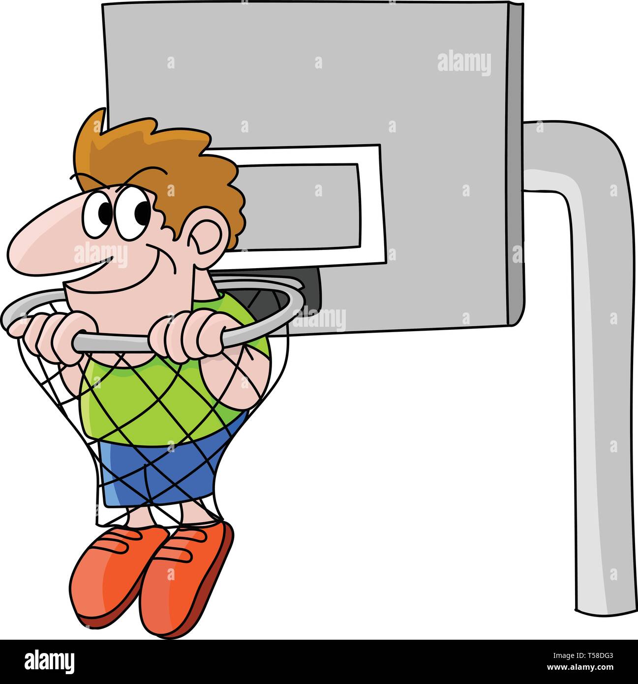 Fan de basket Cartoon homme assis à l'intérieur d'un panier de basket-ball vector illustration Illustration de Vecteur