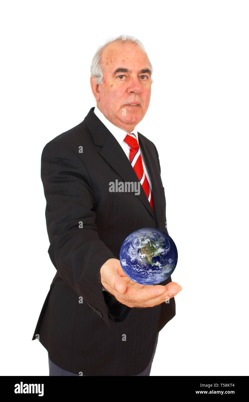 Mini monde sur les mains de l'homme d'affaires peu profond, dof Banque D'Images