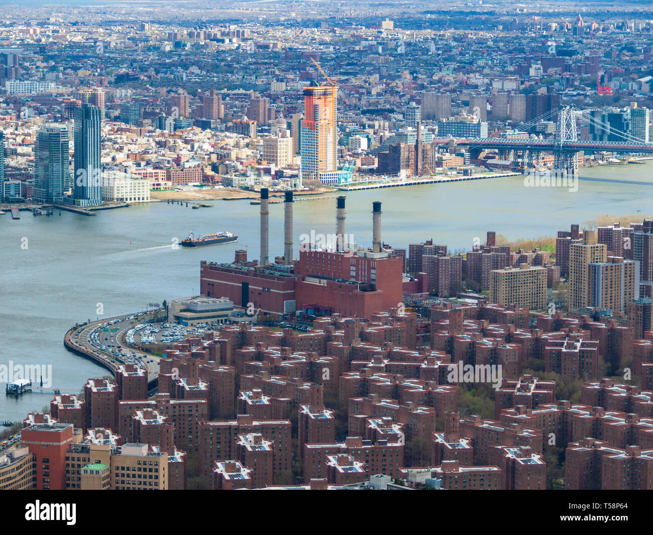Vue depuis l'Empire State Building vers la rivière Hudson, Manhattan, New York City, USA Banque D'Images