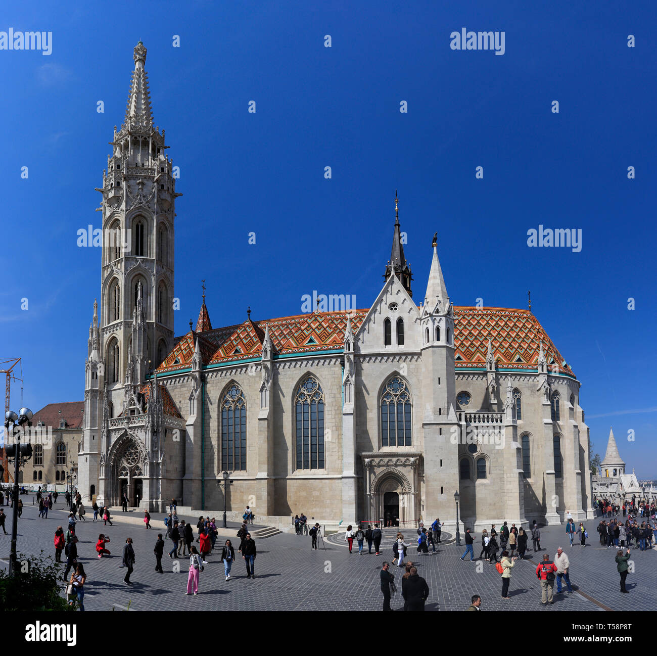 BUDAPEST, HONGRIE - 16 Avril 2019 : l'église Matthias est une église catholique romaine, dans le quartier du château de Buda Budapest, Hongrie Banque D'Images