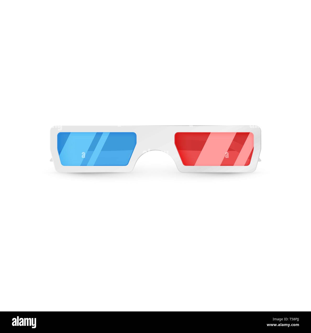 Lunettes 3d blanc réaliste vue avant. Cinéma papier lunettes avec verre rouge et bleu. Vector illustration Illustration de Vecteur