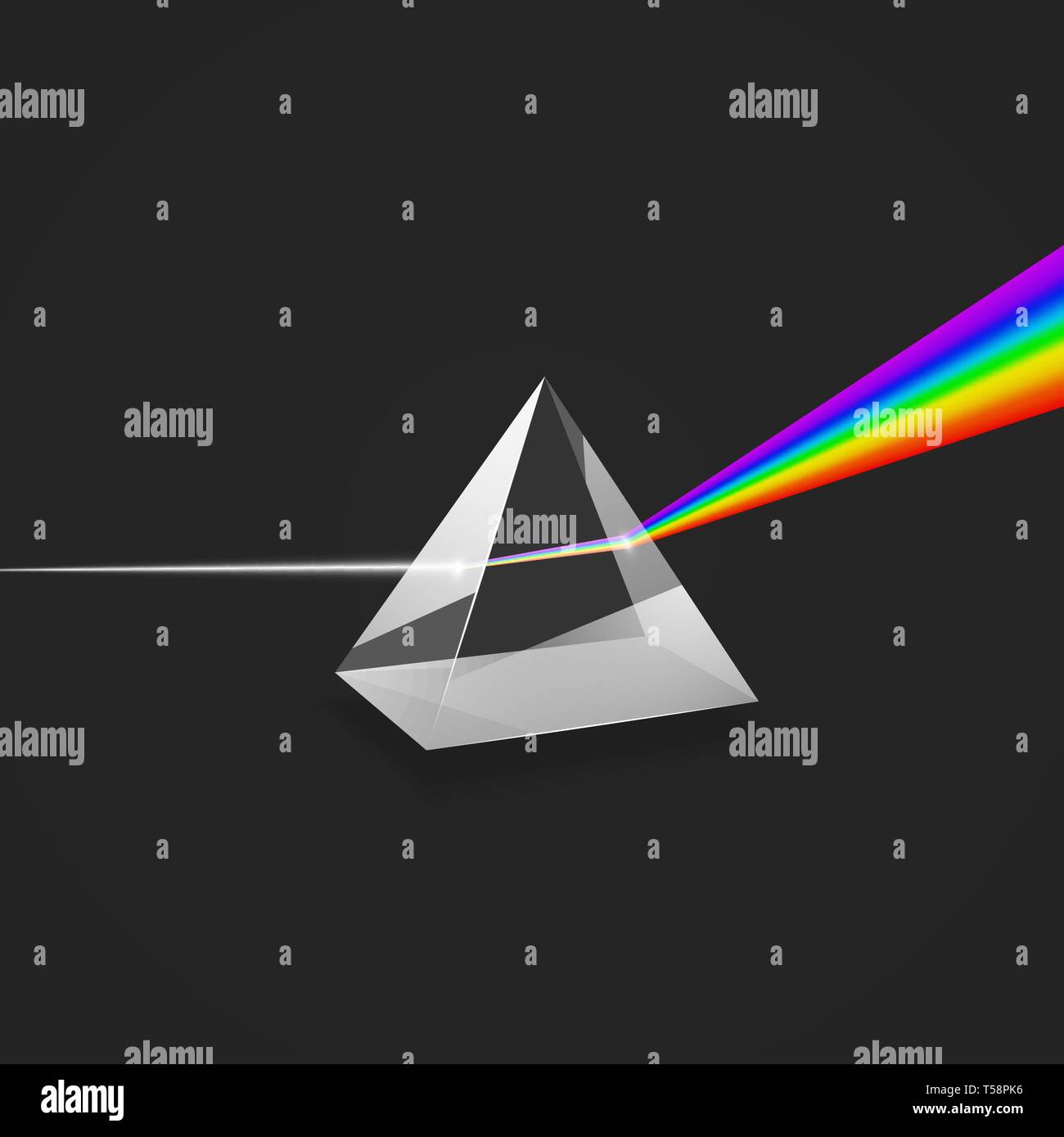 La dispersion. Spectre de lumière colorée. Expérimenter avec prisme en verre et rayon de lumière. Vector illustration Illustration de Vecteur