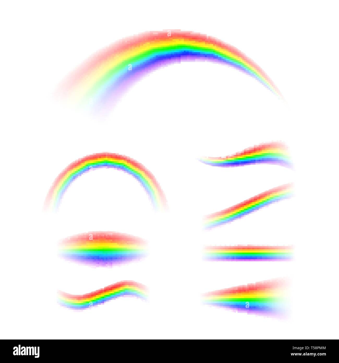 Arc-en-ciel abstrait situé dans des formes différentes. Spectre de la lumière, 7 couleurs. Vector illustration isolé sur fond blanc Illustration de Vecteur