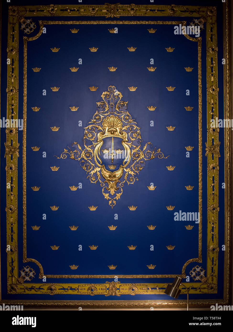 Fredrik Wilhelm Scholander, papier mâché décoration murale dans l'ordre de l'Épée prix dans les appartements de l'ordre de chevalerie, Stockholm Palace Banque D'Images