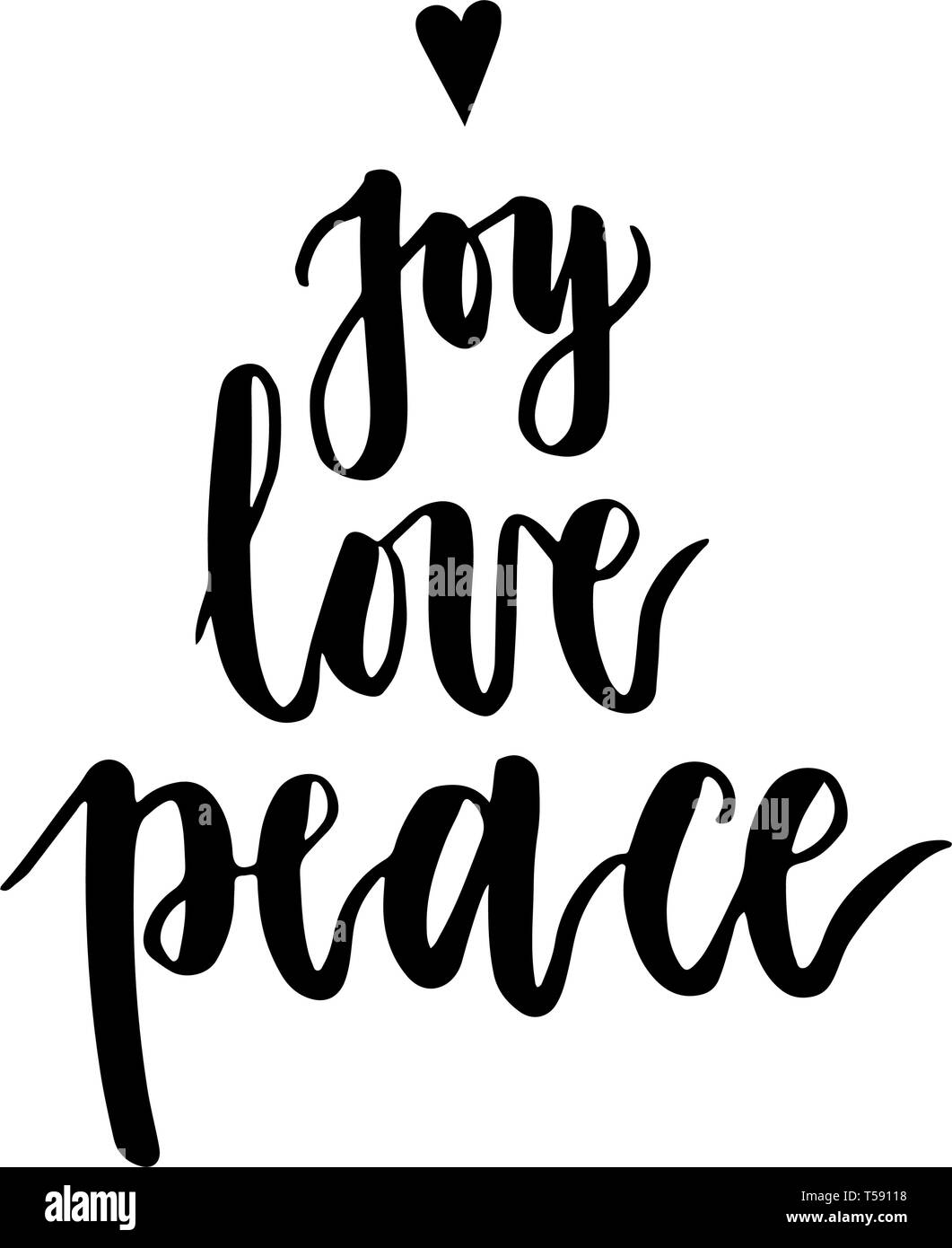La Joie L Amour La Paix Noel Et Ecrit Sur Fond Blanc La Calligraphie Moderne Et Des Elements De Conception A La Main Lettres Peintes A La Main Voeux De Noel Image Vectorielle
