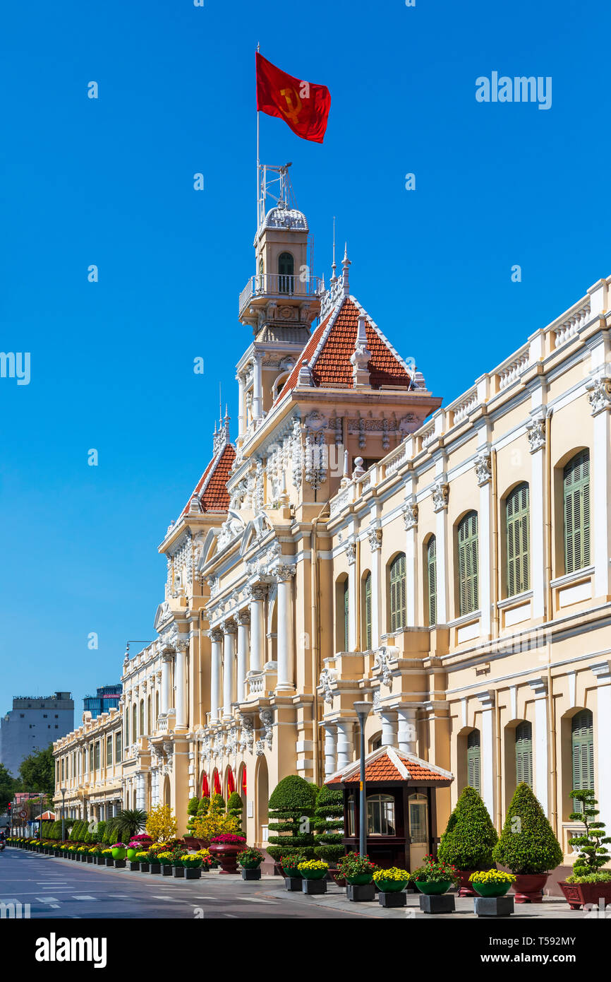 Hotel de Ville, (1901 - 1908) un français néo-baroque architecture bâtiment à l'extrémité nord du Boulevard Nguyen Hue Ho Chi Minh City, Vietnam Banque D'Images