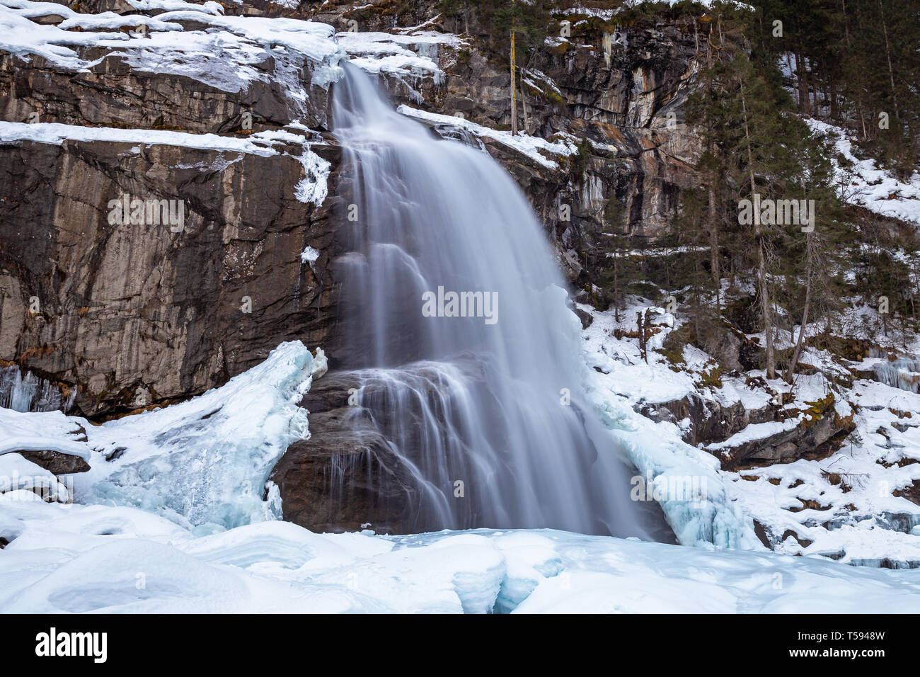 Cascade de Krimml, Autriche en hiver Banque D'Images