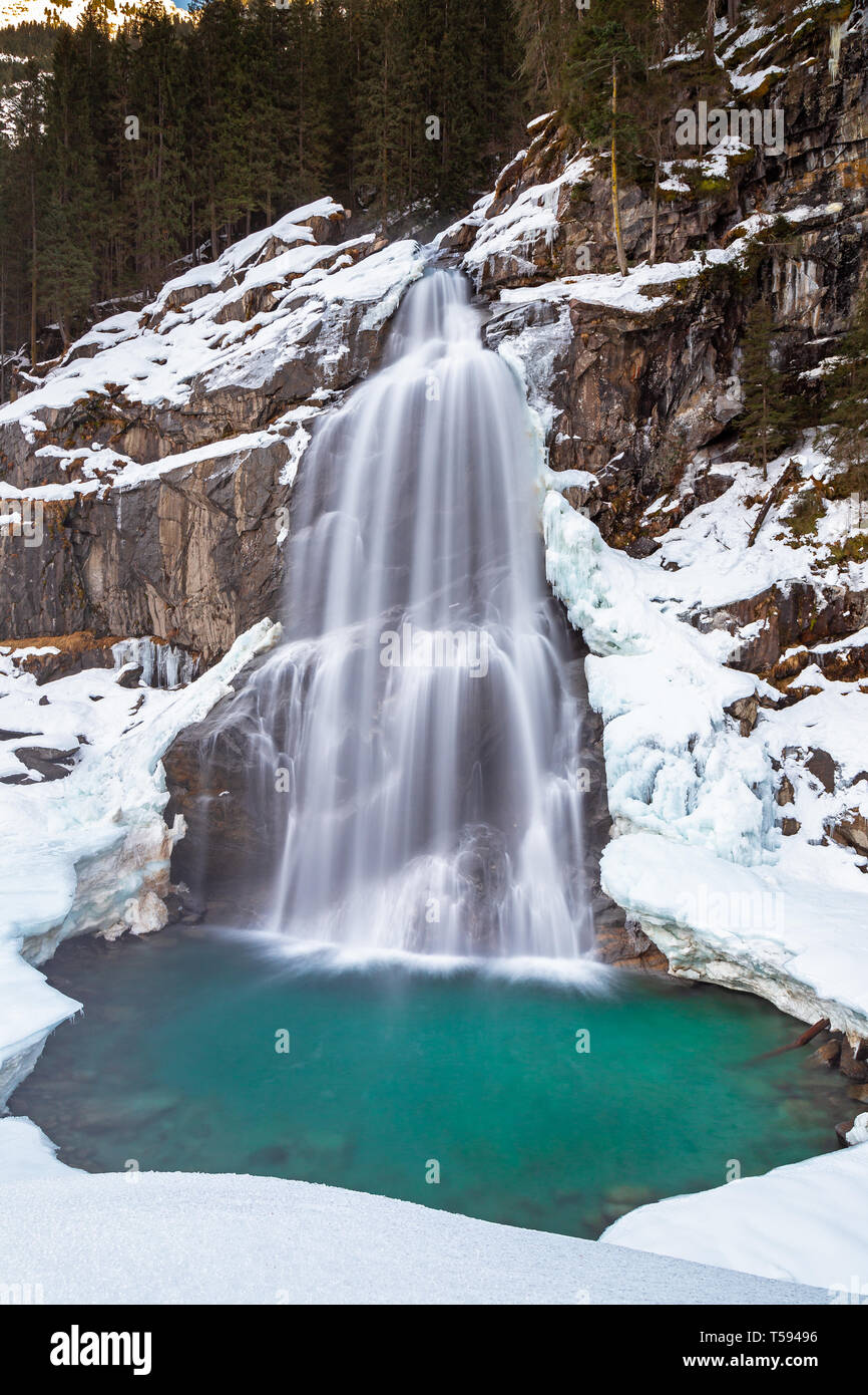 Cascade de Krimml, Autriche en hiver Banque D'Images