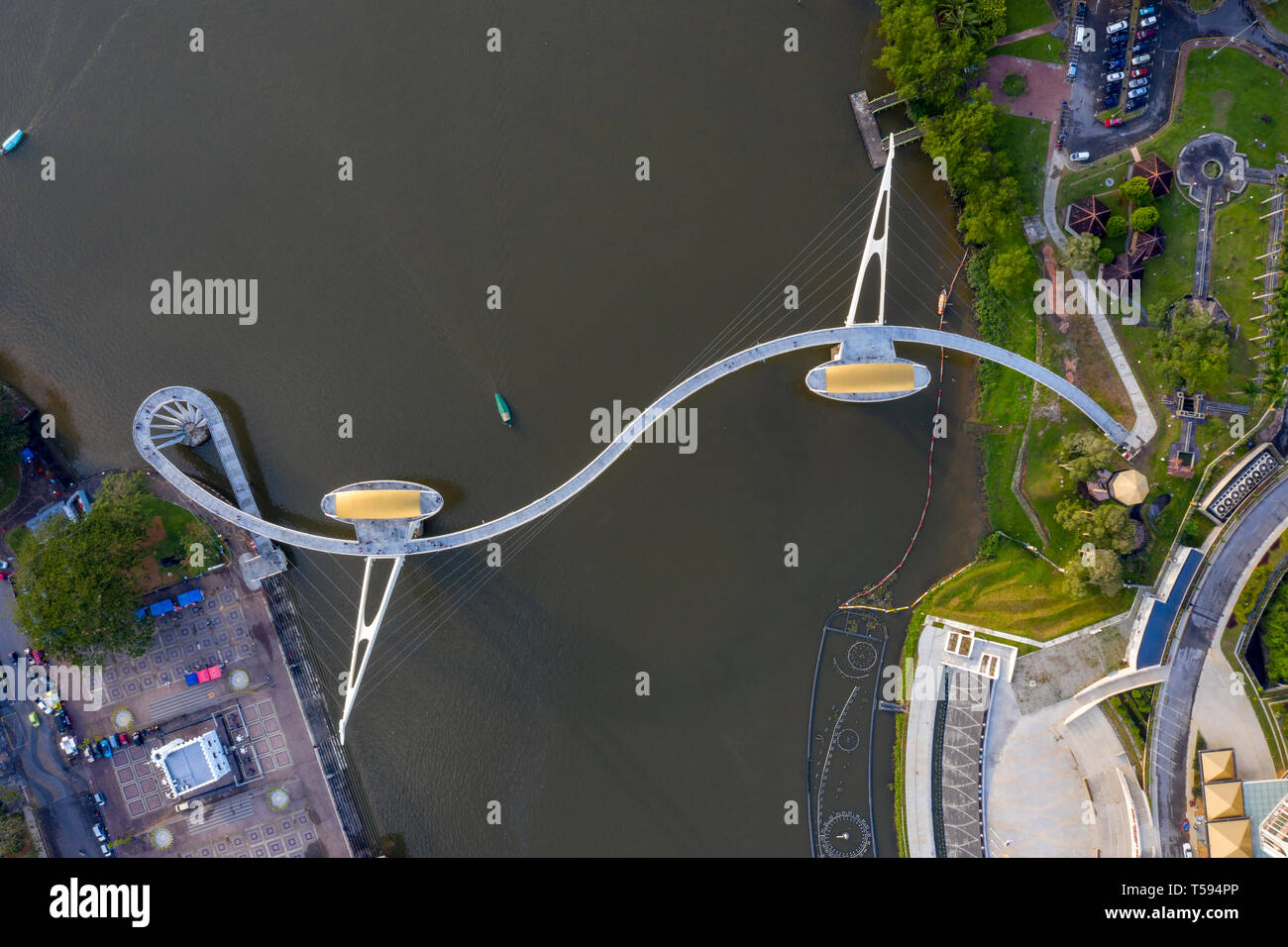 Vue aérienne, Kuching, Malaisie Bornéo Banque D'Images