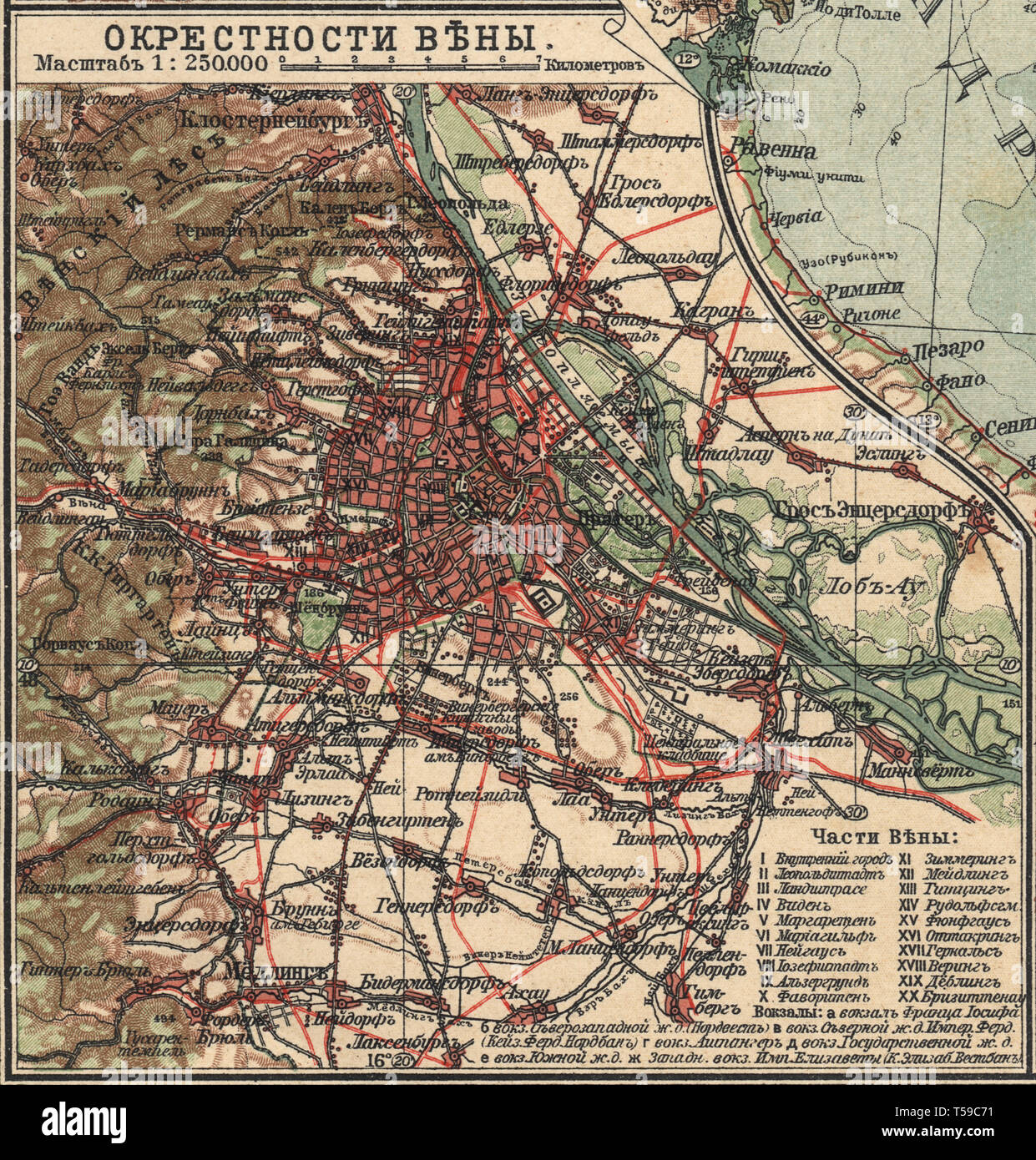 Carte des quartiers de Vienne, Autriche-Hongrie, 1910 Banque D'Images