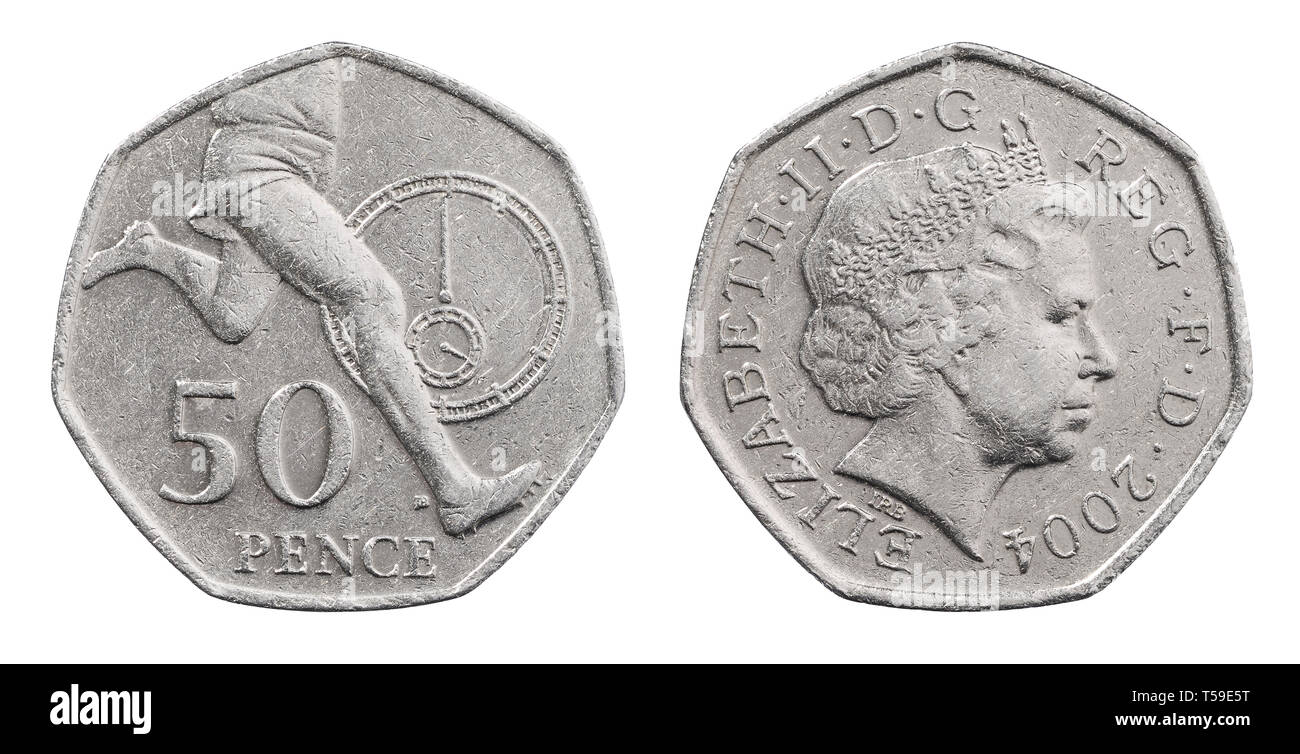 L'avant et l'arrière d'une pièce commémorative 2004 cinquante pence pièce pour Roger Bannister et les quatre minutes mile Banque D'Images