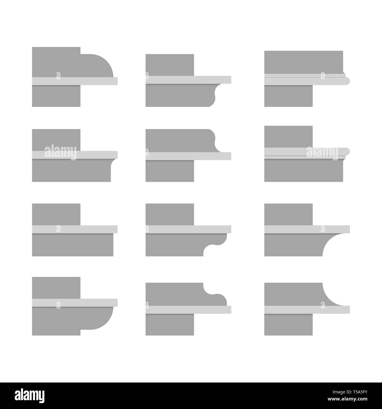 Corniches. Vector illustration. Le design et l'architecture. Ensemble d'icônes Illustration de Vecteur