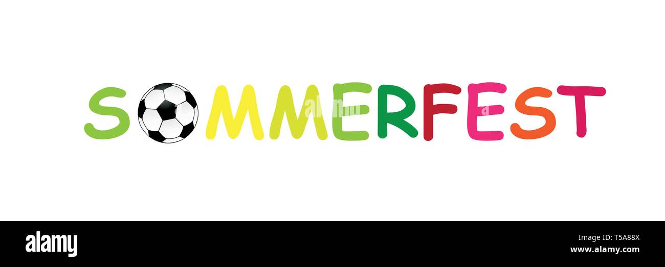 Foire d'été colorés texte allemand avec football vector illustration Illustration de Vecteur
