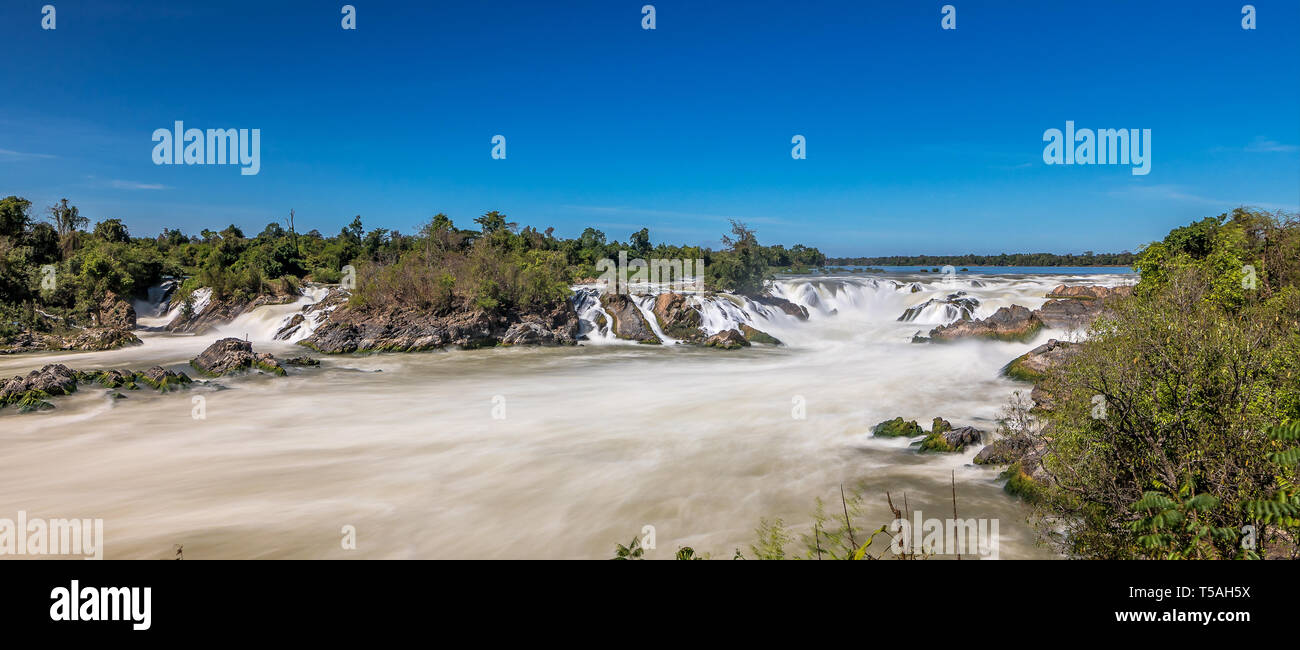 Les chutes de Khone Phapheng sur le Mékong dans le sud du Laos. Banque D'Images