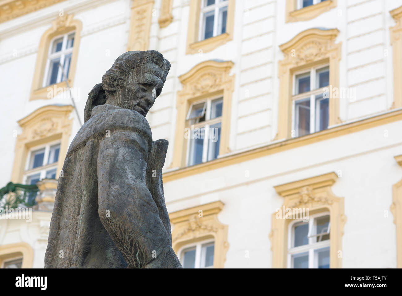 Lessing Vienne, détail de la statue du philosophe et poète allemand Gotthold Ephraim Lessing se trouve sur la place Judenplatz à Vienne, en Autriche. Banque D'Images